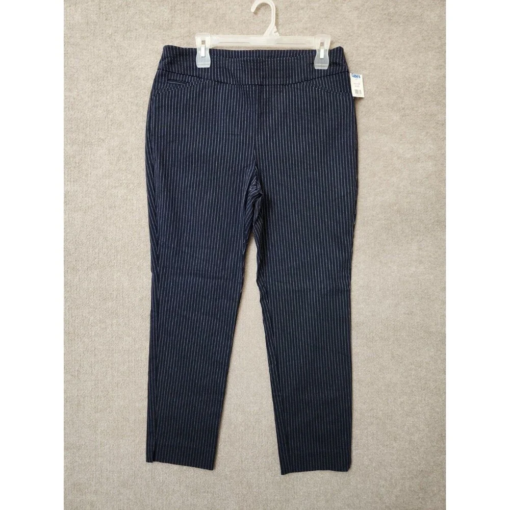 Chicos So Slimming Brigitte Slim Ankle Pants Womens 1.5 US 10 Blue Striped NWOT